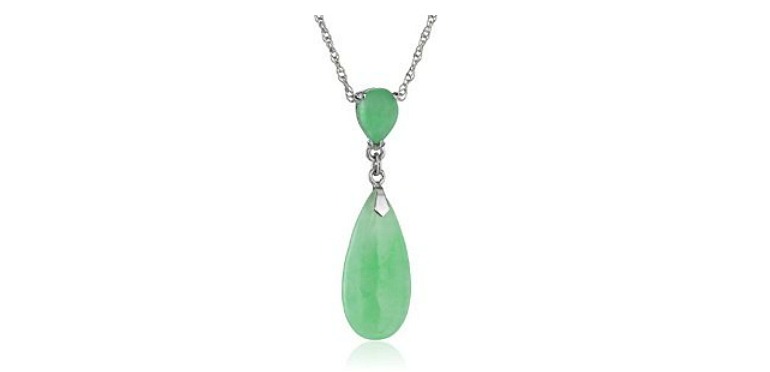 Sterling Silver Jade Double Drop Necklace