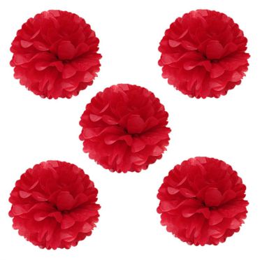 Red Paper Pom Poms